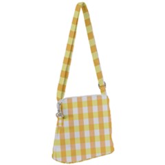 Gingham Duo Orange On Yellow Zipper Messenger Bag