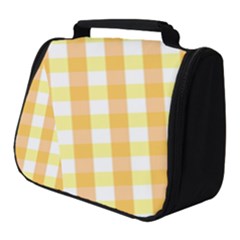 Gingham Duo Orange On Yellow Full Print Travel Pouch (small)