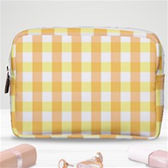 Gingham Duo Orange On Yellow Make Up Pouch (medium)