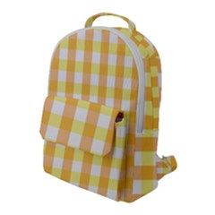 Gingham Duo Orange On Yellow Flap Pocket Backpack (large)