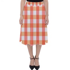 Gingham Duo Red On Orange Classic Midi Skirt