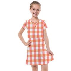 Gingham Duo Red On Orange Kids  Cross Web Dress