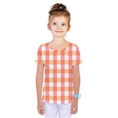 Gingham Duo Red On Orange Kids  One Piece Tee