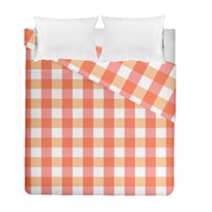 Gingham Duo Red On Orange Duvet Cover Double Side (full/ Double Size) by retrotoomoderndesigns