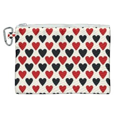 Red & Black Hearts - Eggshell Canvas Cosmetic Bag (xl) by WensdaiAmbrose