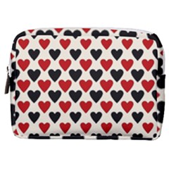 Red & Black Hearts - Eggshell Make Up Pouch (medium) by WensdaiAmbrose