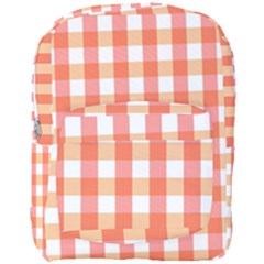 Gingham Duo Red On Orange Full Print Backpack by retrotoomoderndesigns