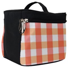 Gingham Duo Red On Orange Make Up Travel Bag (big)