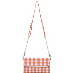 Gingham Duo Red On Orange Mini Crossbody Handbag by retrotoomoderndesigns