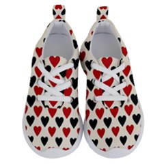 Red & Black Hearts - Eggshell Running Shoes