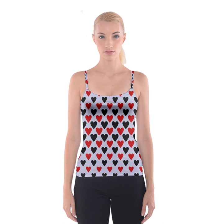 Red & White Hearts- Lilac Blue Spaghetti Strap Top