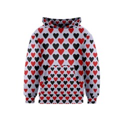 Red & White Hearts- Lilac Blue Kids  Pullover Hoodie by WensdaiAmbrose