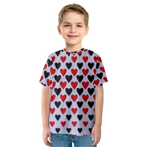 Red & White Hearts- Lilac Blue Kids  Sport Mesh Tee by WensdaiAmbrose