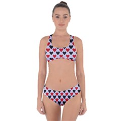 Red & White Hearts- Lilac Blue Criss Cross Bikini Set by WensdaiAmbrose