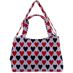 Red & White Hearts- Lilac Blue Double Compartment Shoulder Bag by WensdaiAmbrose