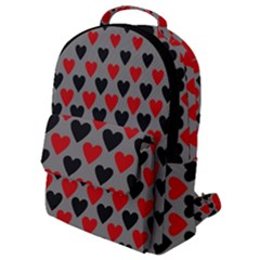 Red & Black Hearts - Grey Flap Pocket Backpack (small) by WensdaiAmbrose