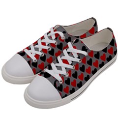 Red & Black Hearts - Grey Women s Low Top Canvas Sneakers by WensdaiAmbrose