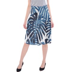 Blue monstera leaves Midi Beach Skirt