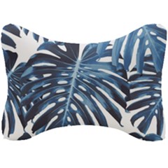 Blue monstera leaves Seat Head Rest Cushion