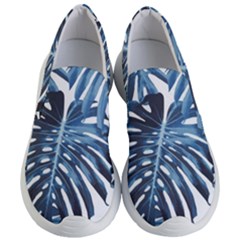 Blue monstera leaves Women s Lightweight Slip Ons