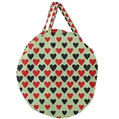 Red & Black Hearts - Olive Giant Round Zipper Tote by WensdaiAmbrose