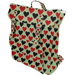 Red & Black Hearts - Olive Buckle Up Backpack by WensdaiAmbrose