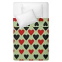 Red & Black Hearts - olive Duvet Cover Double Side (Single Size) View1