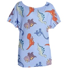 Dinosaurs - Baby Blue Women s Oversized Tee by WensdaiAmbrose