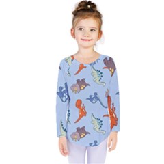 Dinosaurs - Baby Blue Kids  Long Sleeve Tee