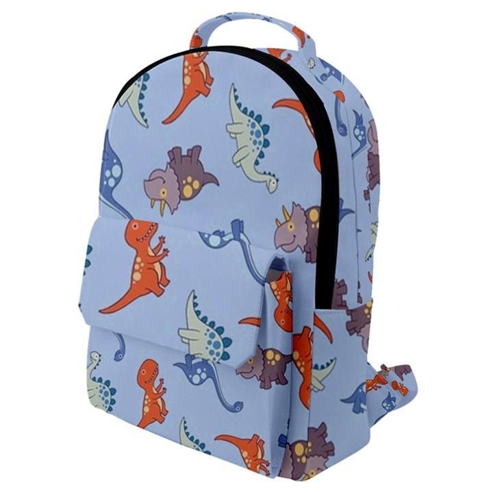 Dinosaurs - baby blue Flap Pocket Backpack (Small)