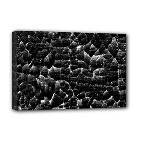 Black And White Grunge Cracked Abstract Print Deluxe Canvas 18  X 12  (stretched) by dflcprintsclothing