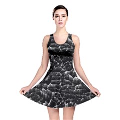 Black And White Grunge Cracked Abstract Print Reversible Skater Dress by dflcprintsclothing