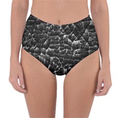 Black And White Grunge Cracked Abstract Print Reversible High-waist Bikini Bottoms by dflcprintsclothing