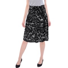 Black And White Grunge Cracked Abstract Print Midi Beach Skirt by dflcprintsclothing