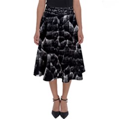 Black And White Grunge Cracked Abstract Print Perfect Length Midi Skirt