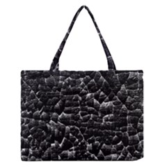 Black And White Grunge Cracked Abstract Print Zipper Medium Tote Bag