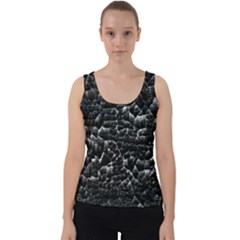 Black And White Grunge Cracked Abstract Print Velvet Tank Top by dflcprintsclothing