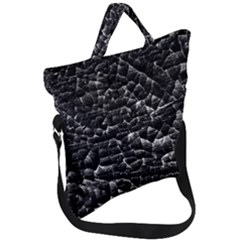 Black And White Grunge Cracked Abstract Print Fold Over Handle Tote Bag by dflcprintsclothing