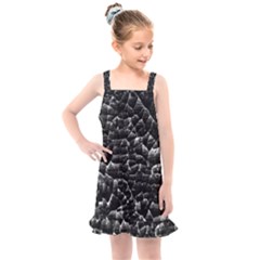 Black And White Grunge Cracked Abstract Print Kids  Overall Dress