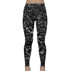 Black And White Grunge Cracked Abstract Print Lightweight Velour Classic Yoga Leggings by dflcprintsclothing