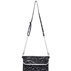 Black And White Grunge Cracked Abstract Print Mini Crossbody Handbag