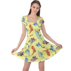 Dinosaurs - Yellow Finch Cap Sleeve Dress by WensdaiAmbrose