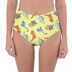 Dinosaurs - Yellow Finch Reversible High-waist Bikini Bottoms by WensdaiAmbrose