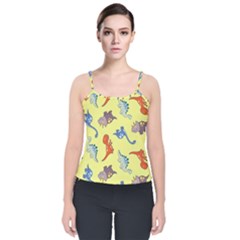 Dinosaurs - Yellow Finch Velvet Spaghetti Strap Top