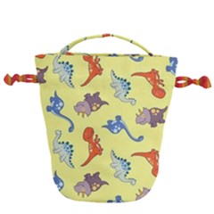 Dinosaurs - Yellow Finch Drawstring Bucket Bag by WensdaiAmbrose