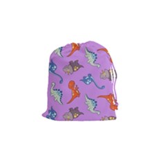 Dinosaurs - Violet Drawstring Pouch (small) by WensdaiAmbrose