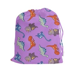 Dinosaurs - Violet Drawstring Pouch (xxl) by WensdaiAmbrose