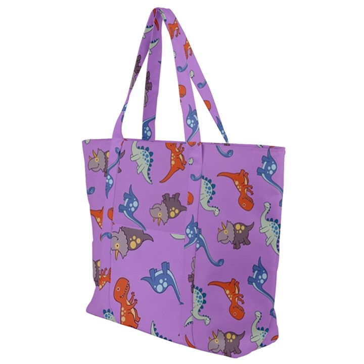 Dinosaurs - Violet Zip Up Canvas Bag