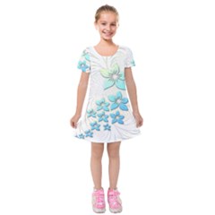 Flowers Background Leaf Leaves Blue Kids  Short Sleeve Velvet Dress by Mariart