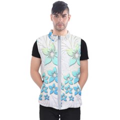 Flowers Background Leaf Leaves Blue Men s Puffer Vest